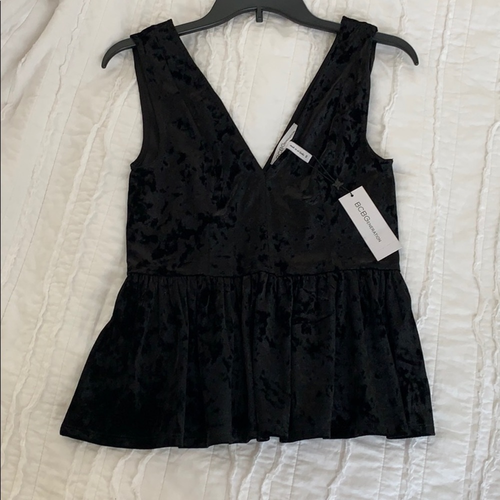BCBG black velvet top